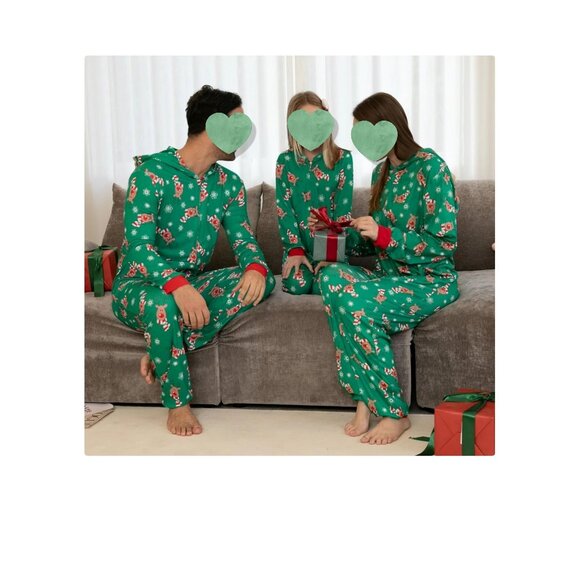 Matching Family Pajamas Reindeer Antler Zipper Onesie GREEN SZ S / MOM - Picture 10 of 11